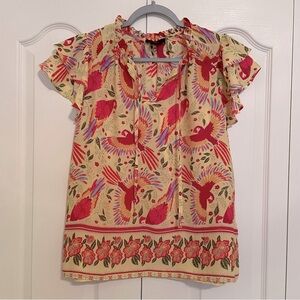 RACHEL Rachel Roy tropical flutter sleeve blouse